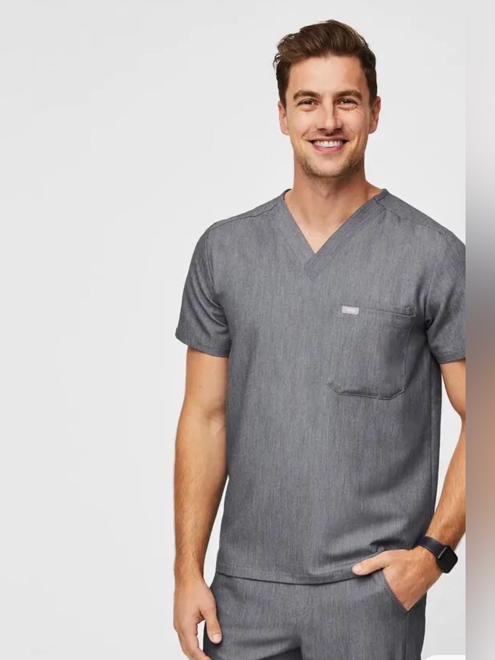 FIGS Leon 3-Pocket Scrub Top Graphite M Men’s Medical Uniform FM1500